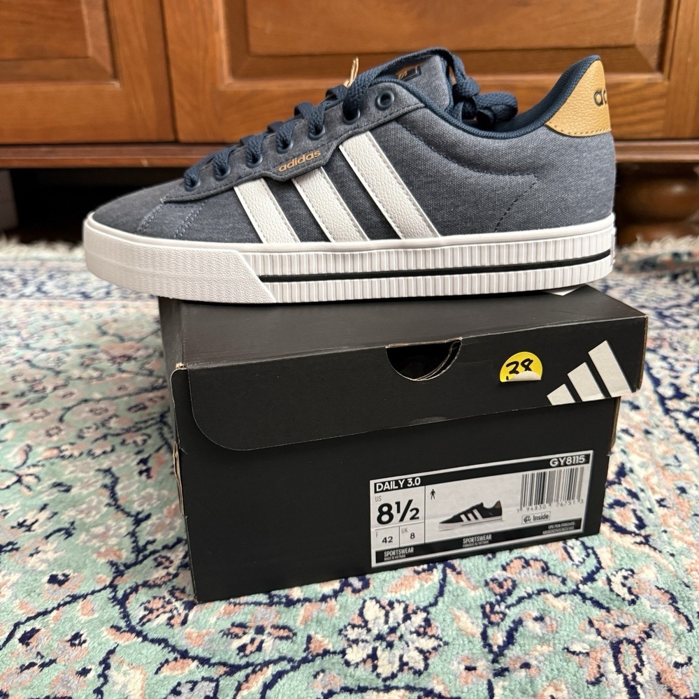 Adidas Daily 3.0 Men's Athletic Shoe 8 1/2 Denim Blue Sneaker Footwear #115